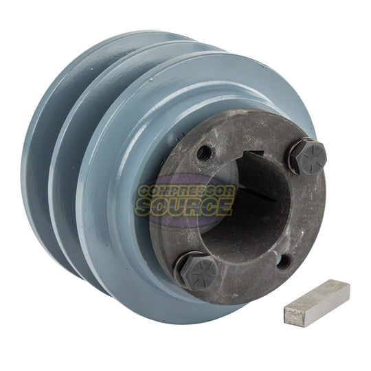 3.35" Double Groove Pulley fits B Section V-Belt 5L with 1-3/8" Sheave Bushing 2BK32H