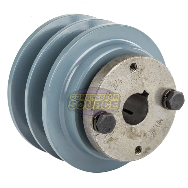 3.35" Double Groove Pulley fits B Section V-Belt 5L with 3/4" Sheave Bushing 2BK32H