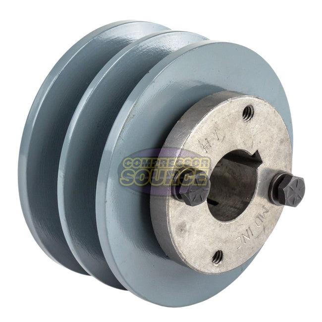 3.75" Double Groove Pulley fits B Section V-Belt 5L with 1" Sheave Bushing 2BK36H