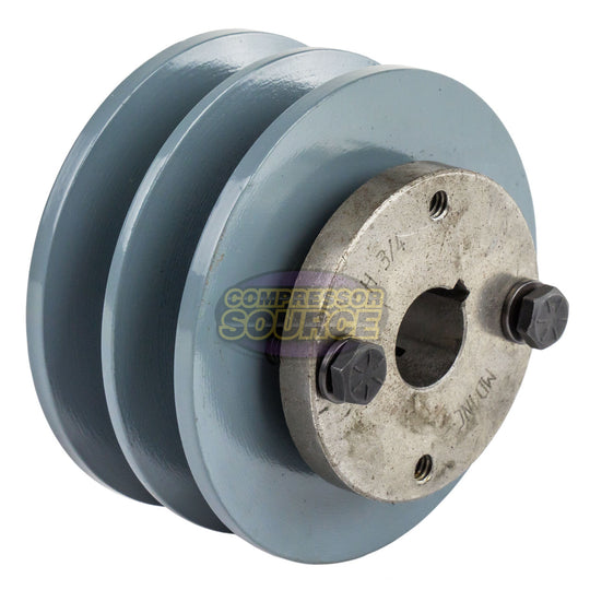 3.75" Double Groove Pulley fits B Section V-Belt 5L with 3/4" Sheave Bushing 2BK36H