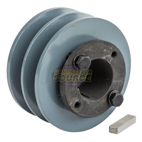 3.75" Double Groove Pulley fits B Section V-Belt 5L with 1-3/8" Sheave Bushing 2BK36H