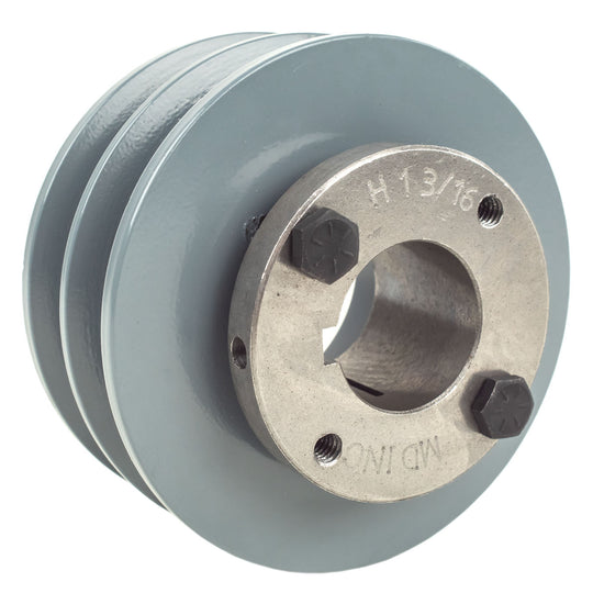 4" Double Groove Pulley fits B Section V-Belt 5L with 1-3/16" Sheave Bushing 2BK40H