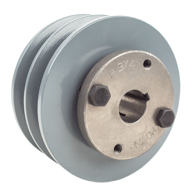 4" Double Groove Pulley fits B Section V-Belt 5L with 3/4" Sheave Bushing 2BK40H