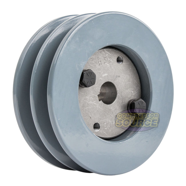 4.5" Double Groove Pulley fits B Section V-Belt 5L with 5/8" Sheave Bushing 2BK47H