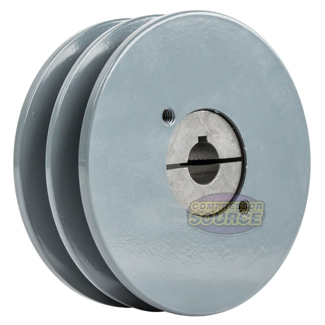 4.5" Double Groove Pulley fits B Section V-Belt 5L with 5/8" Sheave Bushing 2BK47H