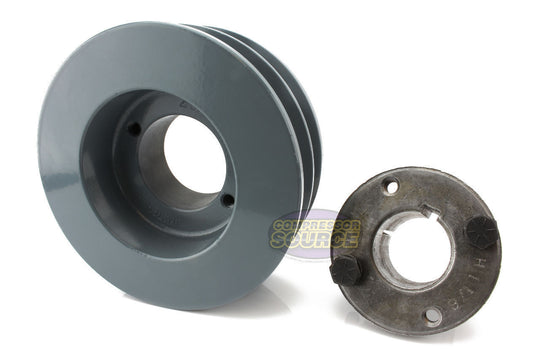 4.5" Double Groove Pulley fits B Section V-Belt 5L with 1-1/8" Sheave Bushing 2BK47H