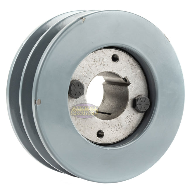 4.5" Double Groove Pulley fits B Section V-Belt 5L with 1-1/4" Sheave Bushing 2BK47H