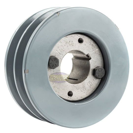 4.5" Double Groove Pulley fits B Section V-Belt 5L with 1-1/4" Sheave Bushing 2BK47H