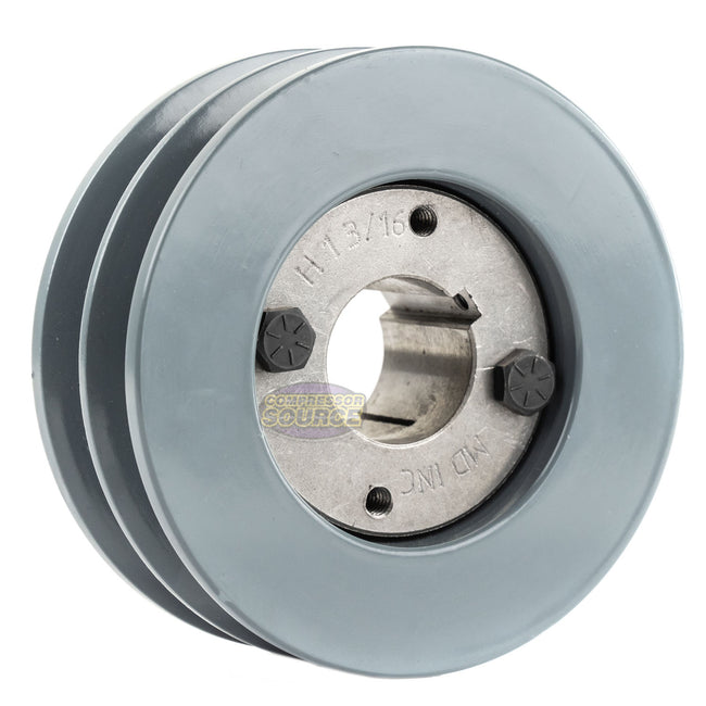 4.5" Double Groove Pulley fits B Section V-Belt 5L with 1-3/16" Sheave Bushing 2BK47H