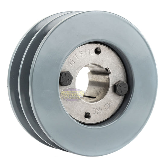 4.5" Double Groove Pulley fits B Section V-Belt 5L with 1-3/16" Sheave Bushing 2BK47H