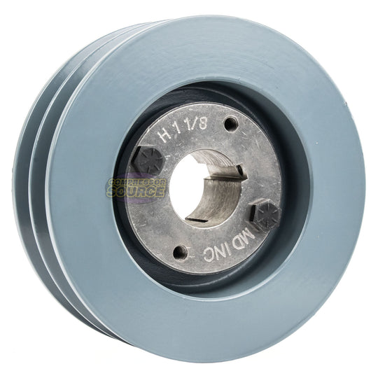 5" Double Groove Pulley fits B Section V-Belt 5L with 1-1/8" Sheave Bushing 2BK52H