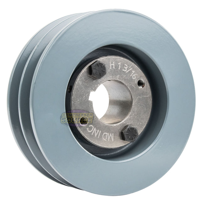 4.75" Double Groove Pulley fits B Section V-Belt 5L with 1-3/16" Sheave Bushing 2BK50H
