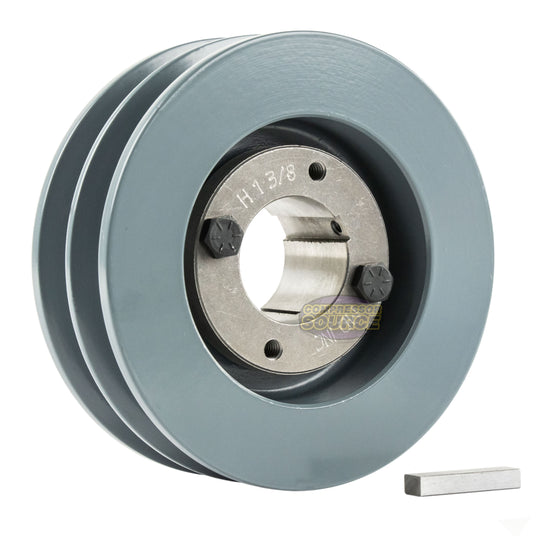 5" Double Groove Pulley fits B Section V-Belt 5L with 1-3/8" Sheave Bushing 2BK52H