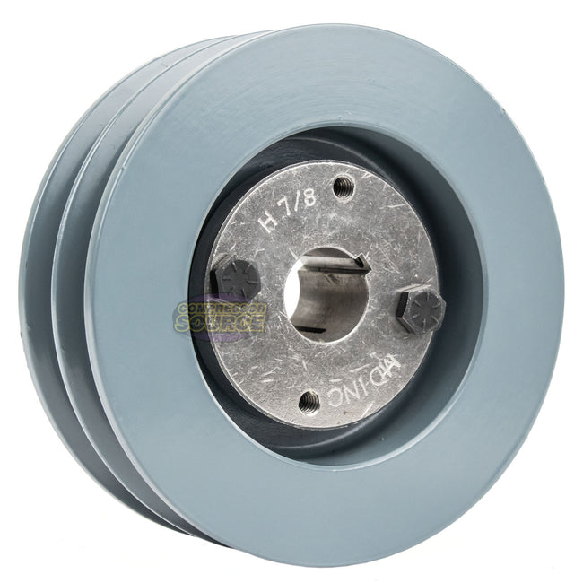 4.75" Double Groove Pulley fits B Section V-Belt 5L with 7/8" Sheave Bushing 2BK50H
