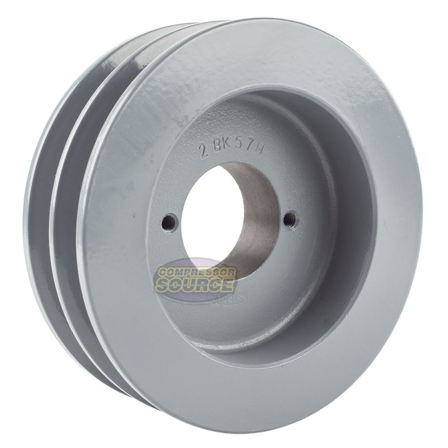 5.5" Double Groove Pulley fits B Section V-Belt 5L with 1" Sheave Bushing 2BK57H