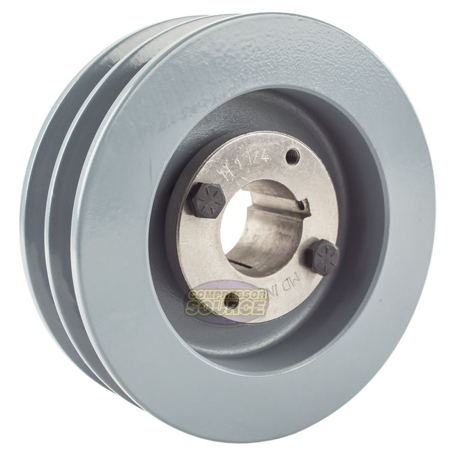 5.5" Double Groove Pulley fits B Section V-Belt 5L with 1-1/4" Sheave Bushing 2BK57H