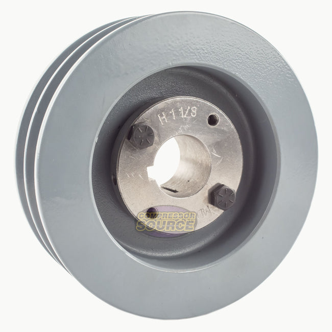 5.5" Double Groove Pulley fits B Section V-Belt 5L with 1-1/8" Sheave Bushing 2BK57H