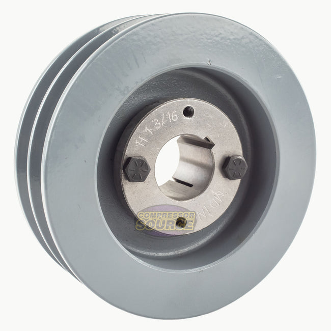 5.5" Double Groove Pulley fits B Section V-Belt 5L with 1-3/16" Sheave Bushing 2BK57H