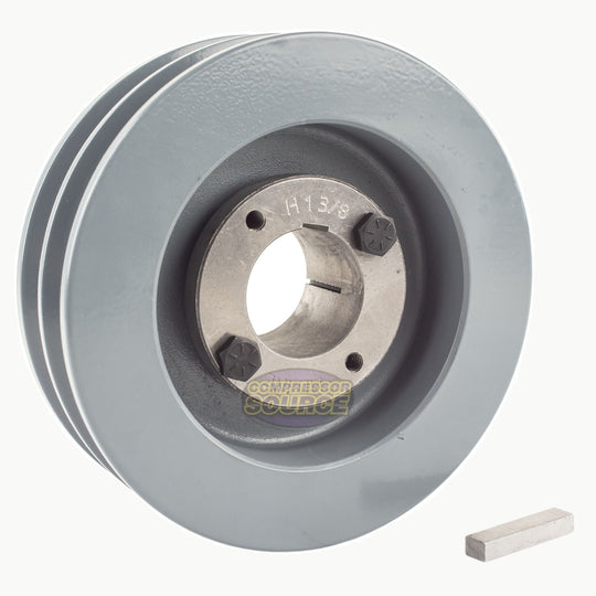 5.5" Double Groove Pulley fits B Section V-Belt 5L with 1-3/8" Sheave Bushing 2BK57H