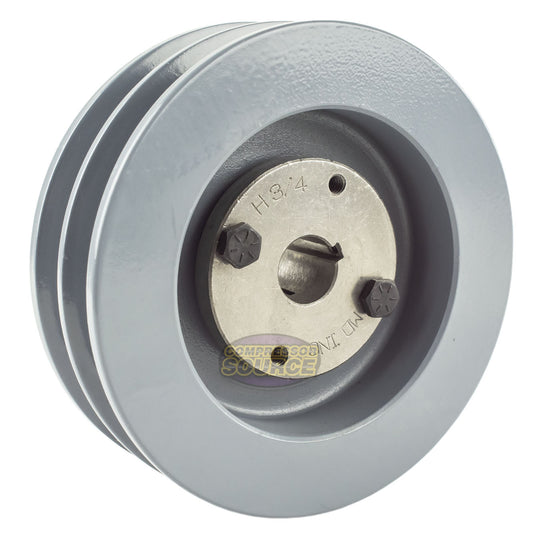 5.5" Double Groove Pulley fits B Section V-Belt 5L with 3/4" Sheave Bushing 2BK57H