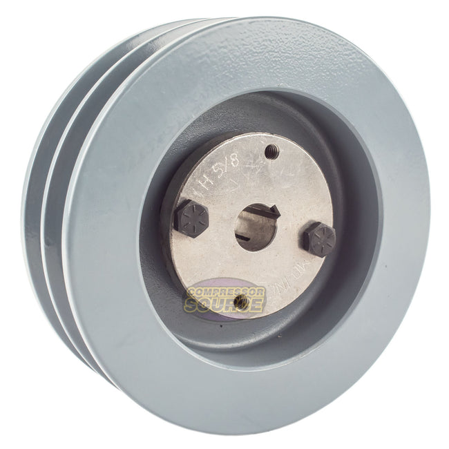 5.5" Double Groove Pulley fits B Section V-Belt 5L with 5/8" Sheave Bushing 2BK57H