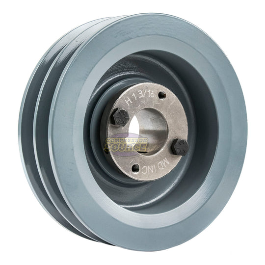 6" Double Groove Pulley fits B Section V-Belt 5L with 1-3/16" Sheave Bushing 2BK62H