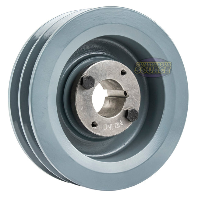 6" Double Groove Pulley fits B Section V-Belt 5L with 1-3/8" Sheave Bushing 2BK62H