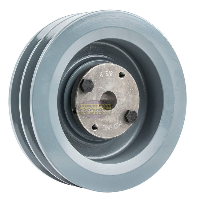 6" Double Groove Pulley fits B Section V-Belt 5L with 5/8" Sheave Bushing 2BK62H