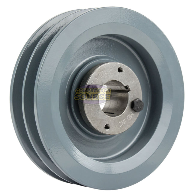 6.25" Double Groove Pulley fits B Section V-Belt 5L with 1-1/4" Sheave Bushing 2BK65H
