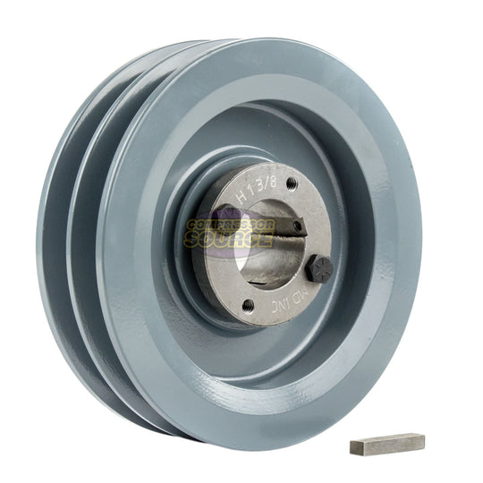 5.75" Double Groove Pulley fits B Section V-Belt 5L with 1-3/8" Sheave Bushing 2BK60H