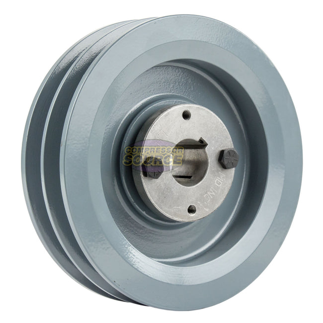 5.75" Double Groove Pulley fits B Section V-Belt 5L with 1" Sheave Bushing 2BK60H