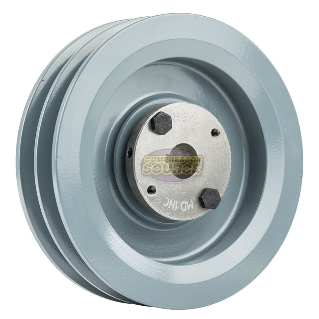 5.75" Double Groove Pulley fits B Section V-Belt 5L with 3/4" Sheave Bushing 2BK60H