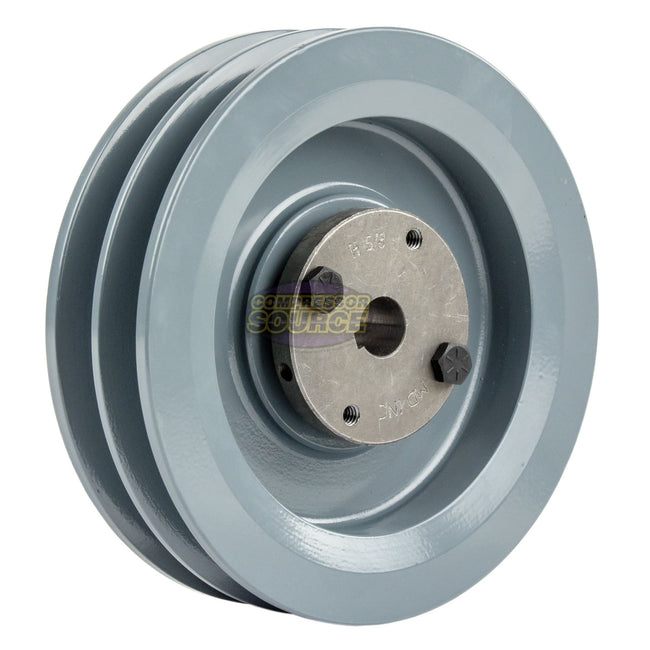 5.75" Double Groove Pulley fits B Section V-Belt 5L with 5/8" Sheave Bushing 2BK60H
