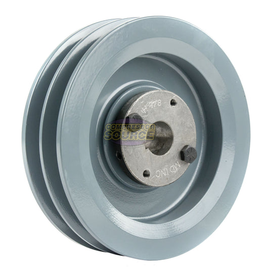 6.25" Double Groove Pulley fits B Section V-Belt 5L with 7/8" Sheave Bushing 2BK65H