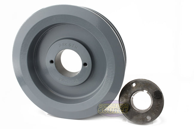 6.5" Double Groove Pulley fits B Section V-Belt 5L with 7/8" Sheave Bushing 2BK67H