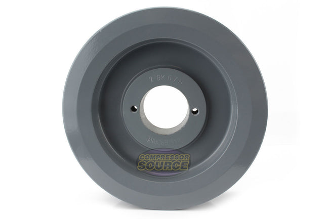 6.5" Double Groove Pulley fits B Section V-Belt 5L with 1-1/8" Sheave Bushing 2BK67H