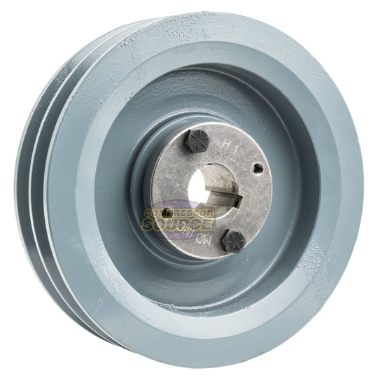 6.5" Double Groove Pulley fits B Section V-Belt 5L with 1" Sheave Bushing 2BK67H