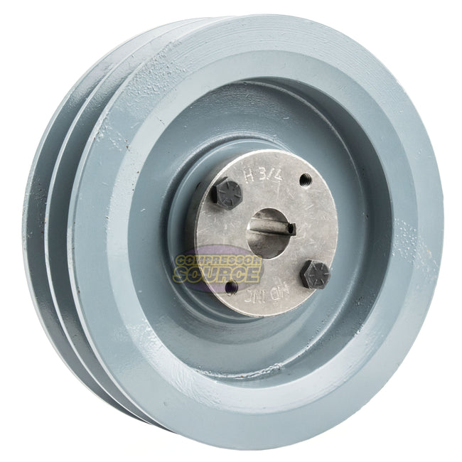 6.5" Double Groove Pulley fits B Section V-Belt 5L with 3/4" Sheave Bushing 2BK67H