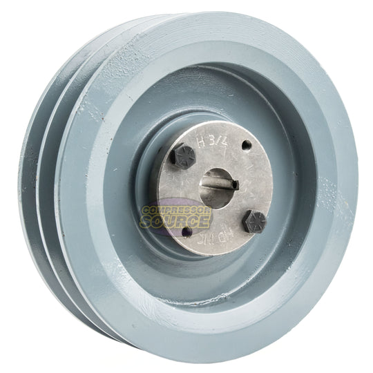 6.5" Double Groove Pulley fits B Section V-Belt 5L with 3/4" Sheave Bushing 2BK67H