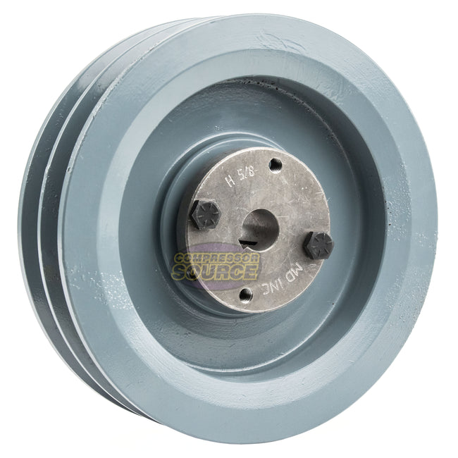 6.5" Double Groove Pulley fits B Section V-Belt 5L with 5/8" Sheave Bushing 2BK67H