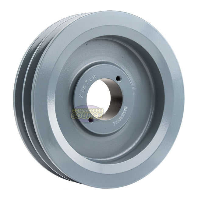 6.75" Double Groove Pulley fits B Section V-Belt 5L with 1-3/16" Sheave Bushing 2BK70H