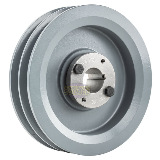 6.75" Double Groove Pulley fits B Section V-Belt 5L with 1-1/8" Sheave Bushing 2BK70H