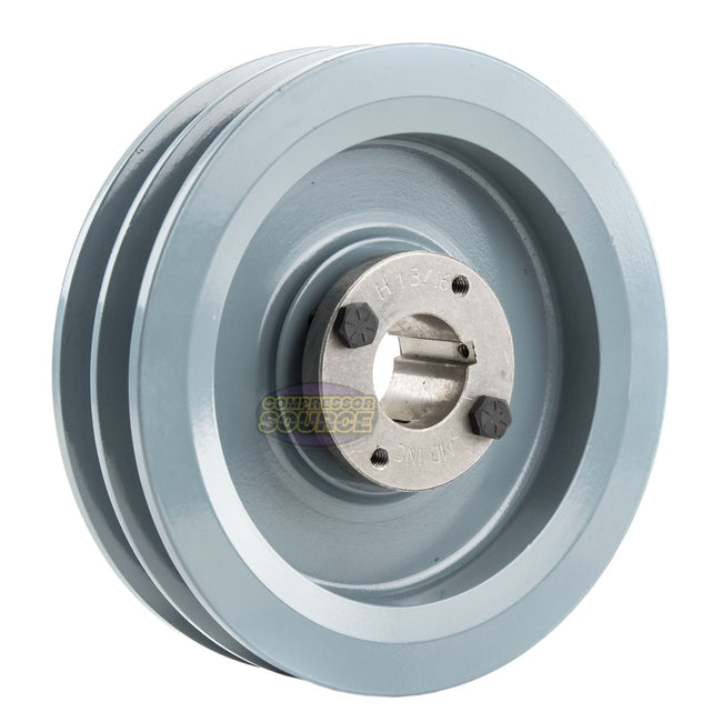 6.75" Double Groove Pulley fits B Section V-Belt 5L with 1-3/16" Sheave Bushing 2BK70H