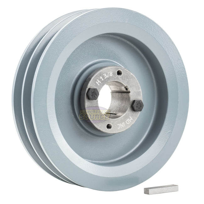 Mastedrive 2BK70H Cast Iron 6.75" Dual Groove Pulley Belt B Section 5L with 1-3/8" Sheave Bushing