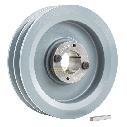 Mastedrive 2BK70H Cast Iron 6.75" Dual Groove Pulley Belt B Section 5L with 1-3/8" Sheave Bushing