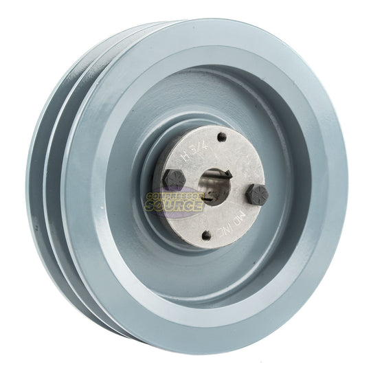 6.75" Double Groove Pulley fits B Section V-Belt 5L with 3/4" Sheave Bushing 2BK70H