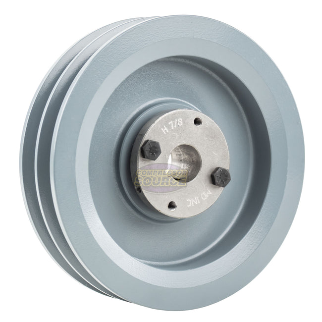 6.75" Double Groove Pulley fits B Section V-Belt 5L with 7/8" Sheave Bushing 2BK70H