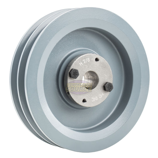 6.75" Double Groove Pulley fits B Section V-Belt 5L with 7/8" Sheave Bushing 2BK70H
