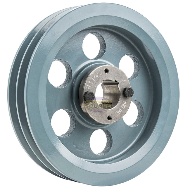 7.75" Double Groove Pulley fits B Section V-Belt 5L with 1-1/4" Sheave Bushing 2BK80H