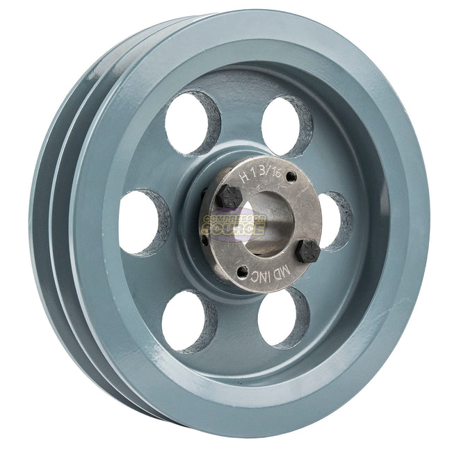 7.75" Double Groove Pulley fits B Section V-Belt 5L with 1-3/16" Sheave Bushing 2BK80H